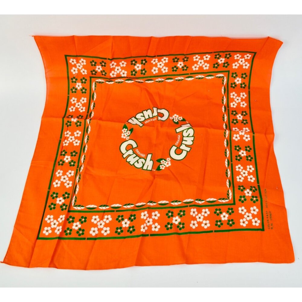 Vintage Orange Crush Bandana Scarf 100% Cotton Floral Pattern Retro Design R.N 1
